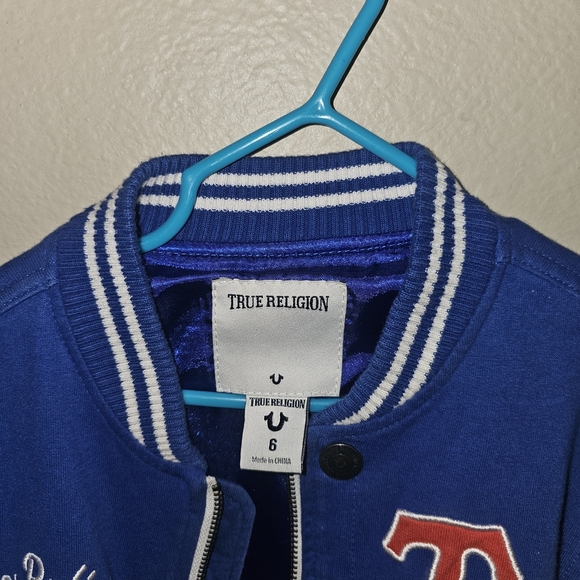True Religion Blue and Gray Jacket with Red Accents - Picture 11 of 11